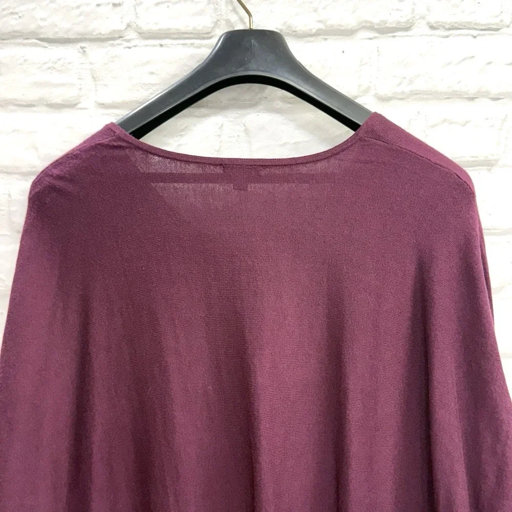 J Jill PURE JILL Sweater Tunic Sz XS Burgundy V-Neck Oversized‎ Top 3/4 Sleeves